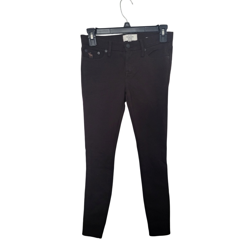 Abercrombie & Fitch Skinny Pants Women 0 Dark Brown Stretch Twill Mid Rise Moose